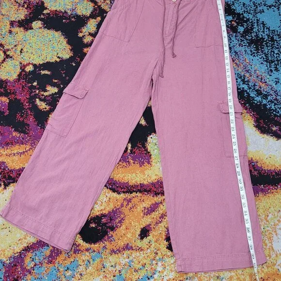 COMFY SINCERLY JULES LINEN BLEND WOMEN'S CARGO PANTS EUC XL - Picture 3 of 8